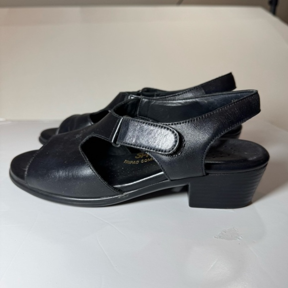 SAS Suntimer Black‎ Leather Comfort Sandals Size 6.5 6.5W Orthopaedics Comfort